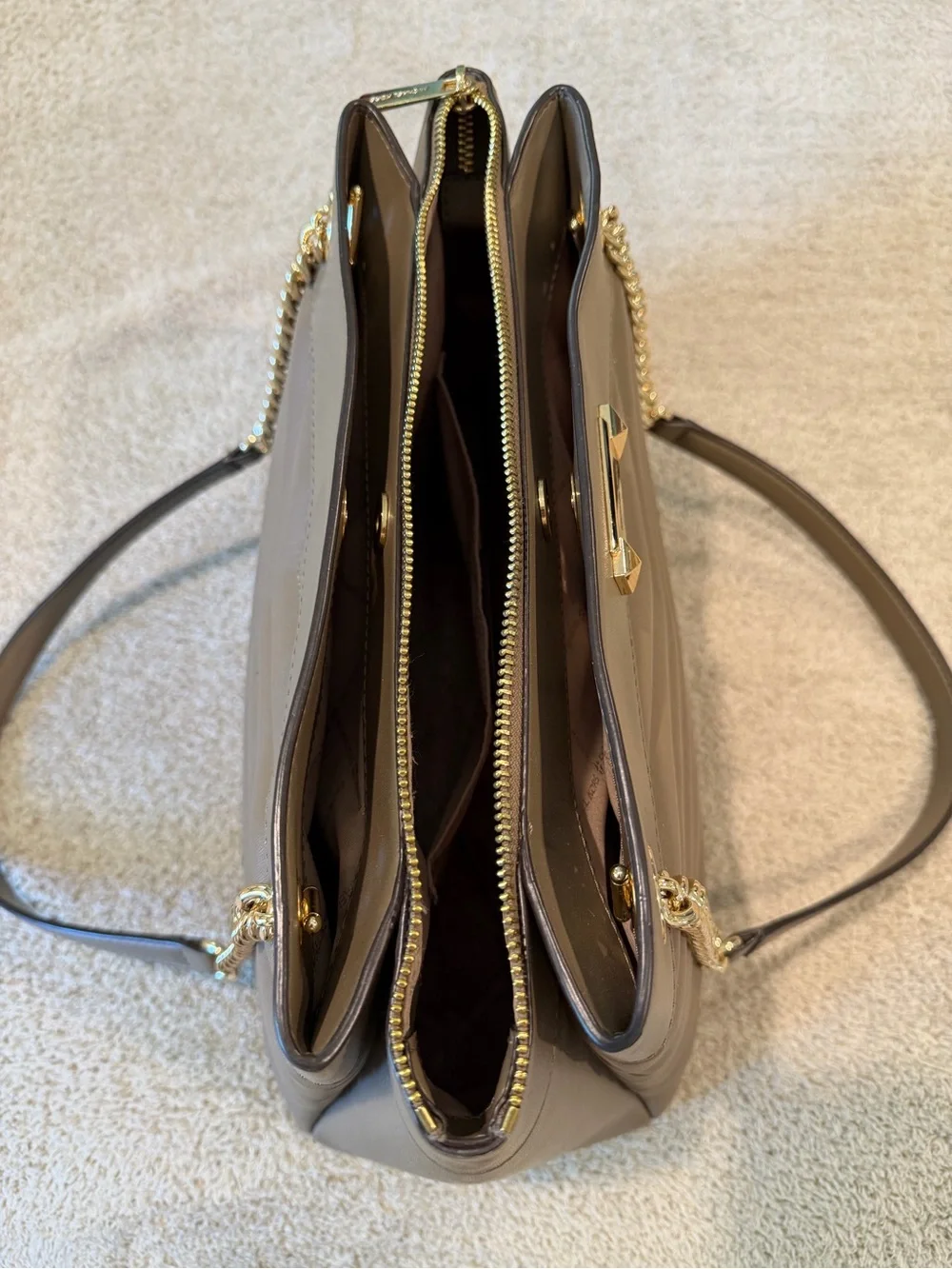 Michael Kors Whitney Taupe Quilted Leather Shoulder Bag